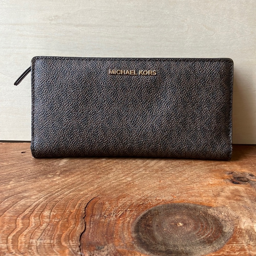 Michael Kors Leather Wallet with Zipper & Snap Closures